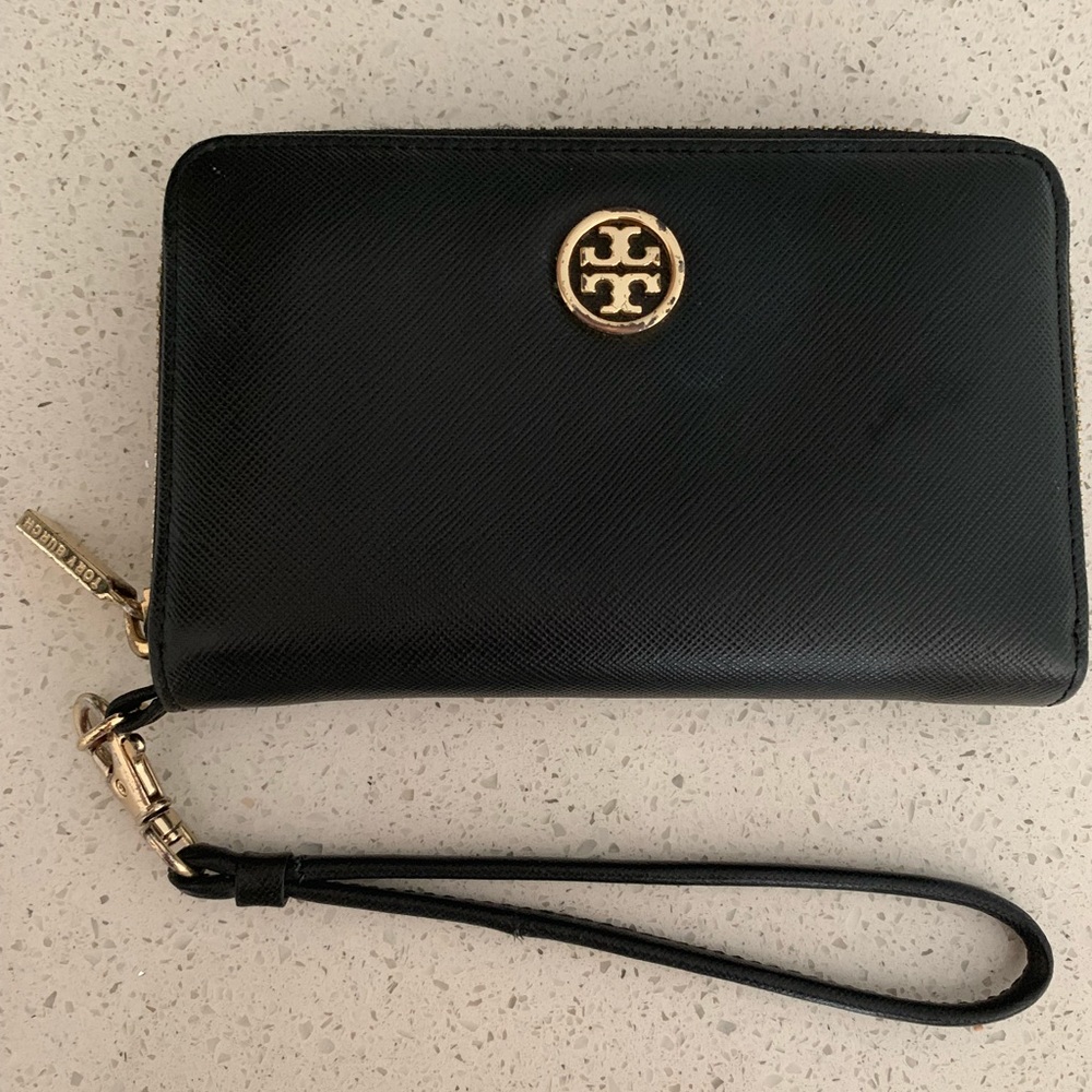 Tory Burch Black Saffiano Leather Wristlet